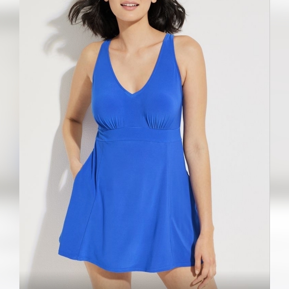 NWT American Beach pocket swim dress in sapphire Size Large